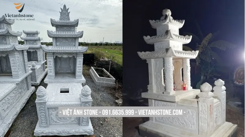 Lăng mộ đá trắng 3 mái thanh khiết, trang nhã