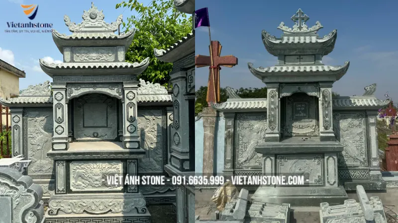 Đá xanh Ninh Bình thích hợp xây dựng các mẫu mộ đá đẹp và khu lăng mộ gia đình