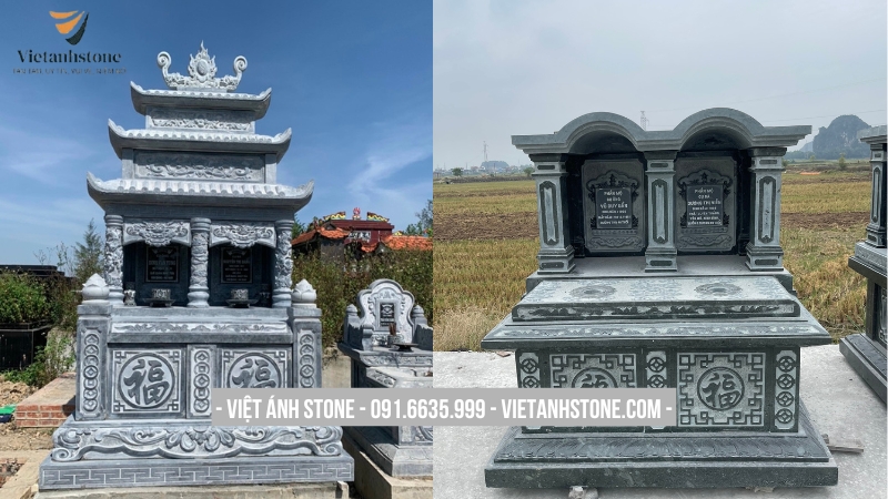 Lăng mộ đôi liền khối tối giản gắn bó keo sơn