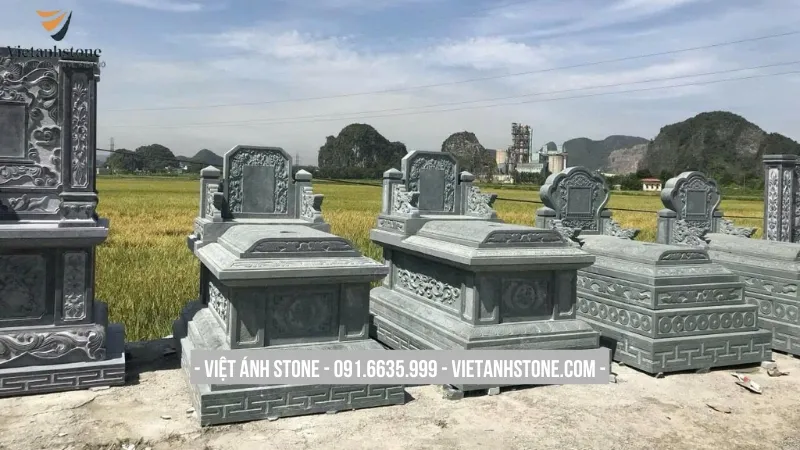 Mẫu mộ đá cao cấp xanh rêu không mái
