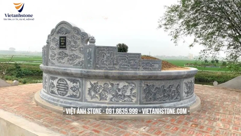 Mẫu lăng mộ đá Thanh Hóa hình tròn mang vẻ đẹp phong thủy cao 