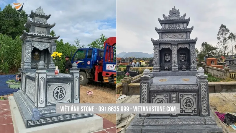 Mẫu lăng mộ đá cao cấp 3 mái
