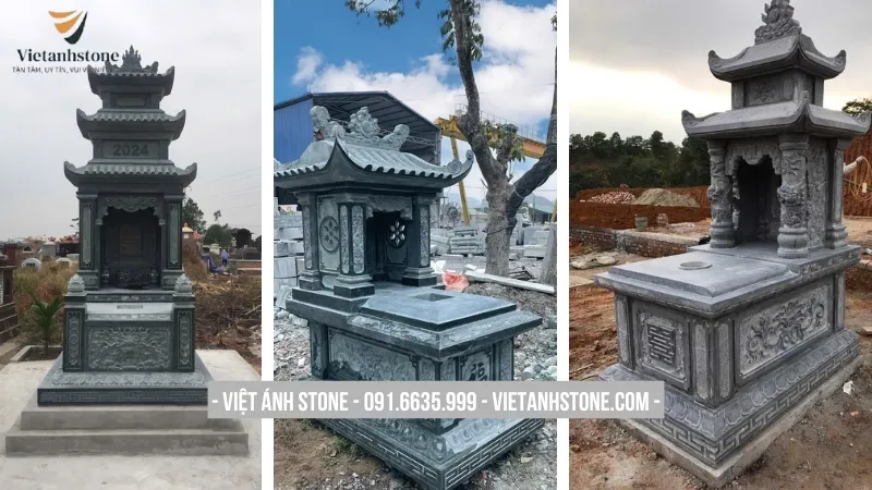 Mẫu lăng mộ đá đẹp Ninh Bình có mái (1 mái, 2 mái, 3 mái)