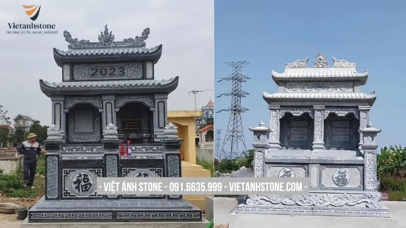 Mẫu lăng mộ đá đôi độc đáo cho vợ chồng