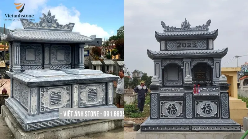 Mẫu lăng mộ đá đôi Ninh Bình bền đẹp