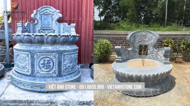 Mẫu lăng mộ đá Ninh Bình hình tròn phong thuỷ tốt