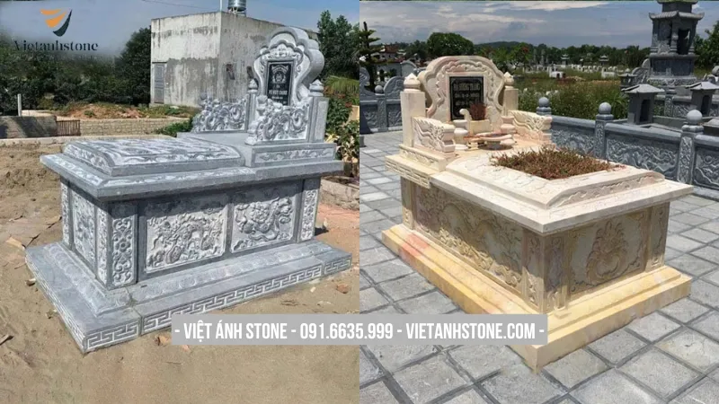 Mẫu lăng mộ đá tam sơn đơn giản, cân đối