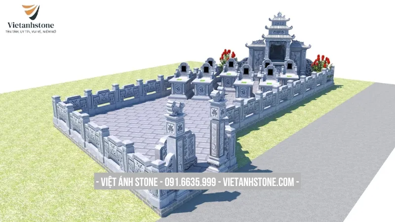 Mẫu thiết kế lăng mộ gia đình diện tích đất không vuông vắn