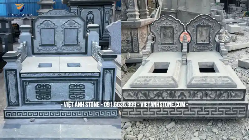 Mộ đá đôi được làm từ đá hoa cương cực kì bền chắc và đẹp