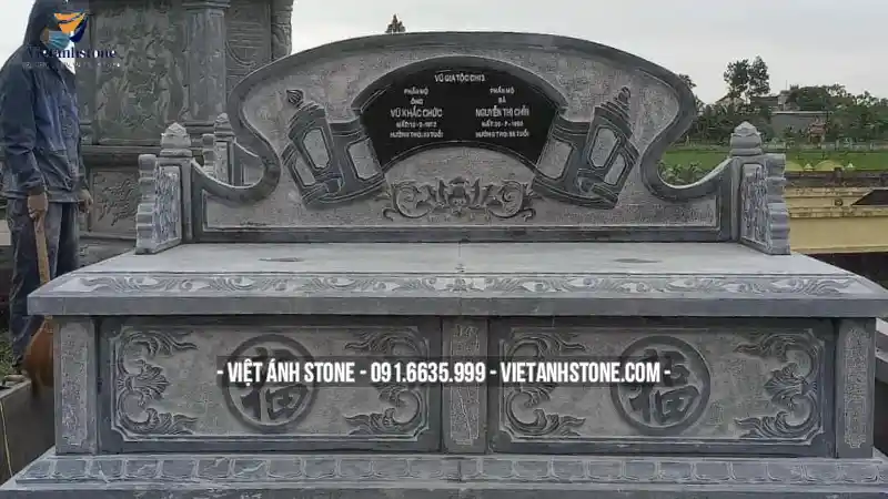 Kích thước mộ đá đôi được thiết kế theo yêu cầu thước đo Lỗ Ban