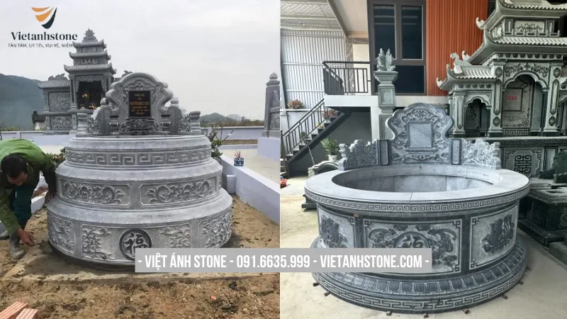 Mộ đá nguyên khối hình tròn viên mãn
