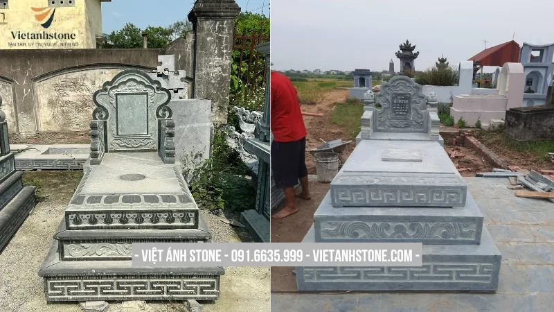 Mộ đá nguyên khối tam cấp bền vững