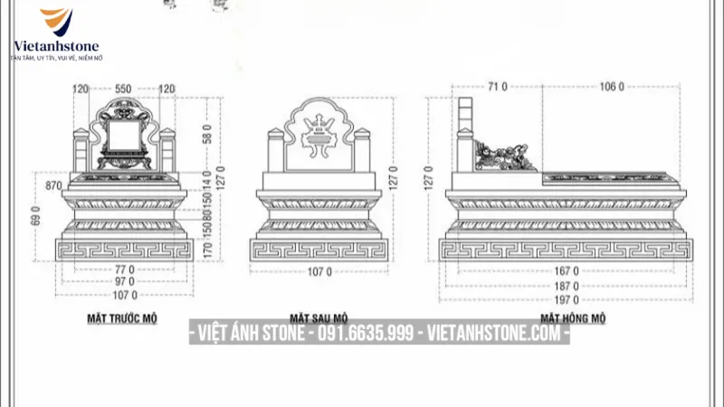 Bản vẽ mộ đá tam sơn