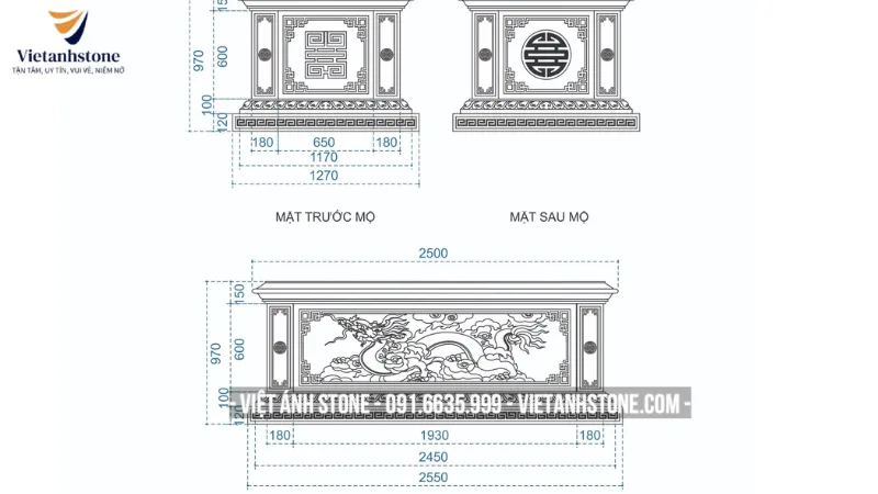 Kích thước đáy mộ tạo sự cân đối cho toàn bộ lăng mộ