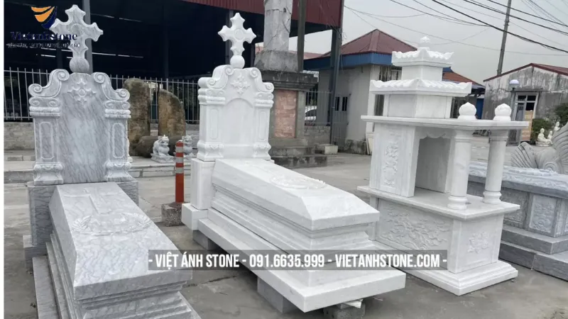 Mộ đá công giáo thường sử dụng chất liệu đá trắng