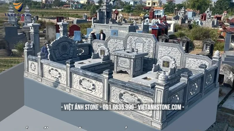 Mộ đá có hàng rào đá bao quanh là mẫu thiết kế khá phổ biến tại Nghệ An