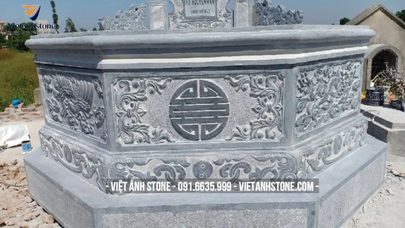 Mộ đá bát giác chuẩn kích thước Lỗ Ban phong thủy