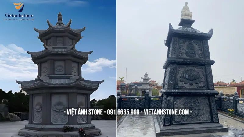 Mộ đá tháp phật giáo nhiều tầng, thường dùng cho các nhà sư hoặc người có vị thế tâm linh