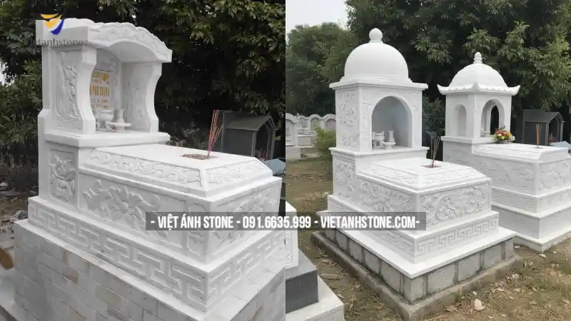 Mẫu mộ đá trắng có mái vòm kích thước chuẩn