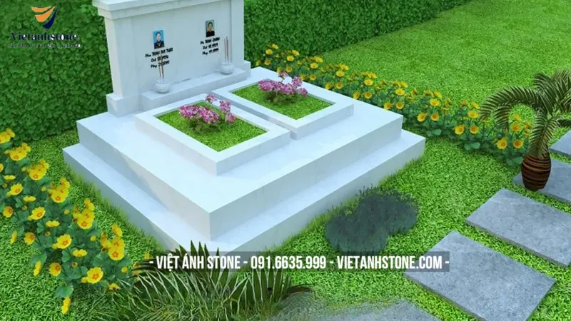Mẫu lăng mộ đá trắng đôi