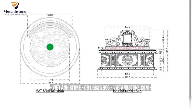 Kích thước mộ đá tròn cần chuẩn theo kích thước Lỗ Ban