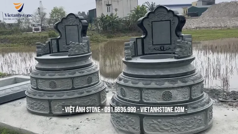 Mộ đá tròn kết hợp tam cấp
