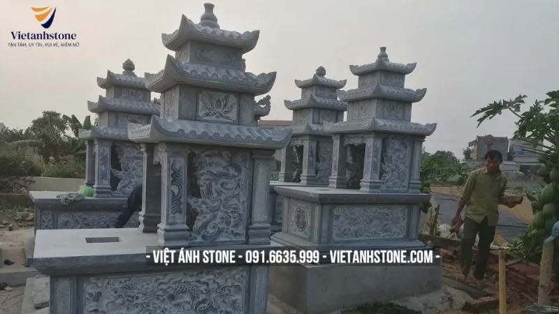 Mẫu mộ ba mái đá mộ đá xanh