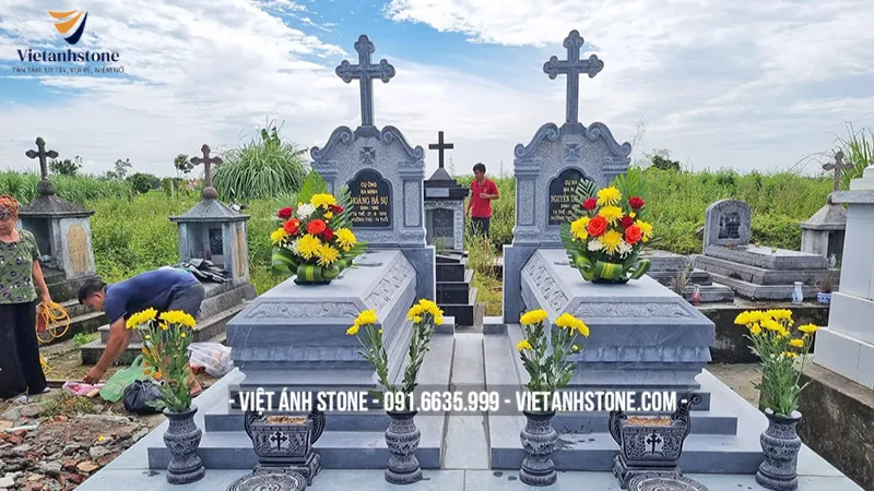 Mẫu mộ công giáo đá mộ đá xanh