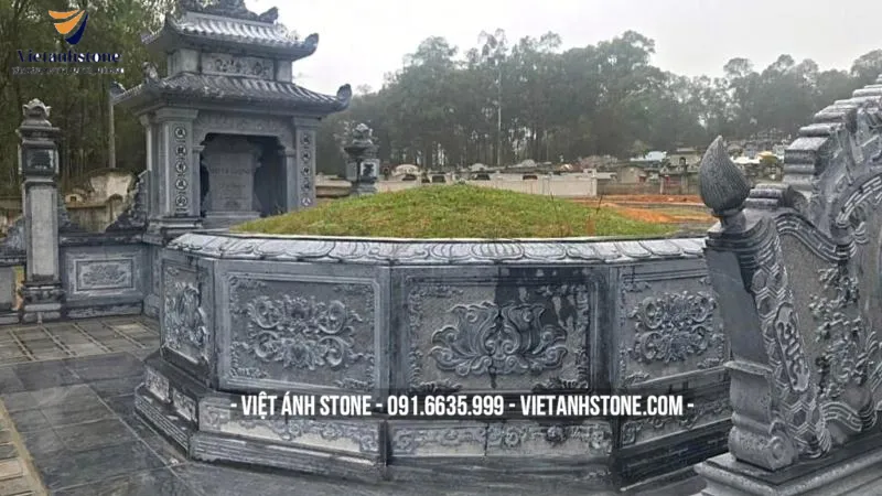 Mộ đá xanh đen giá rẻ thiết kế lục giác