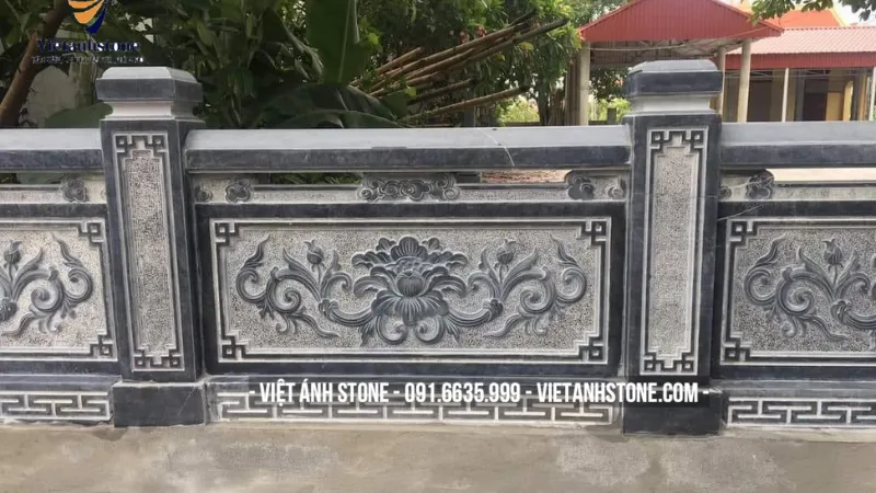 Mẫu lan can đá chạm khắc họa tiết truyền thống