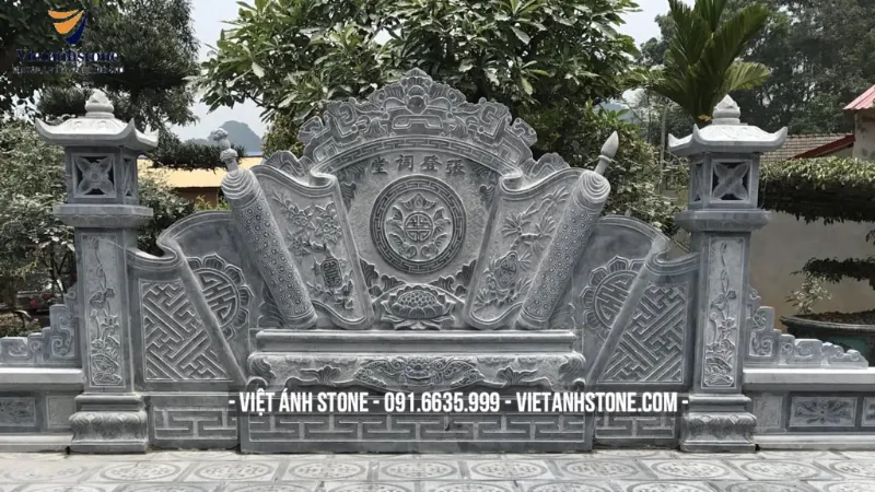 Mẫu cuốn thư đá chạm khắc rồng