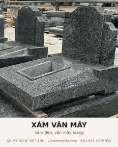 Mộ đá granite màu xám vân mây