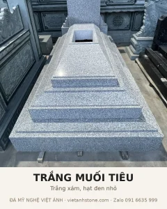 Mộ đá granite màu trắng muối tiêu