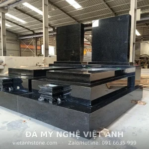 Mộ đôi đá granite đen bóng