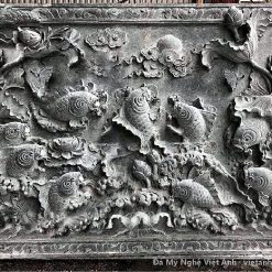 Chiếu rồng đá chạm cá chép, hoa sen – VAS 03